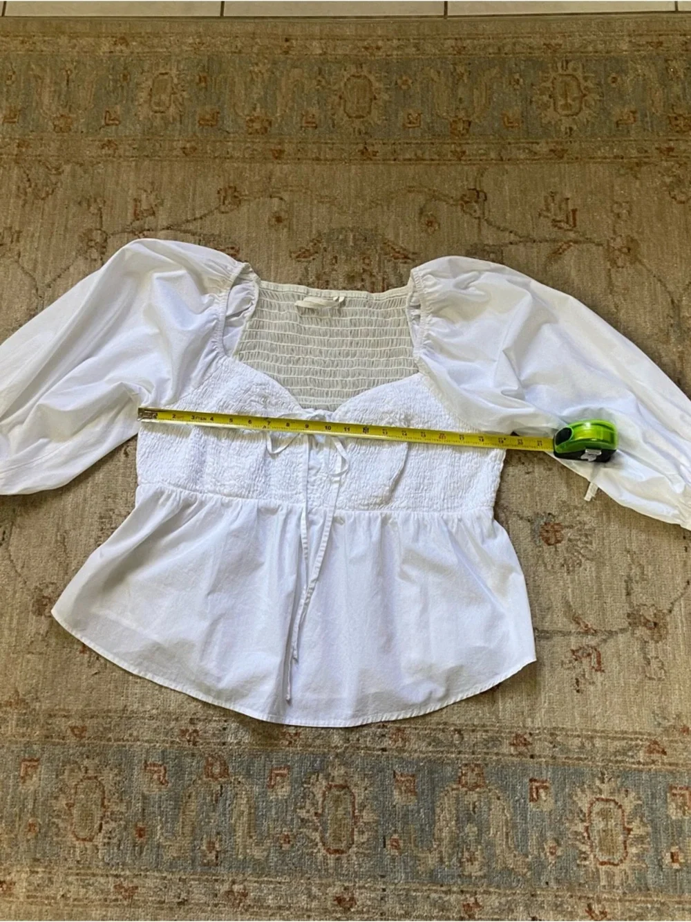 Anthropologie White Smocked Peplum Blouse